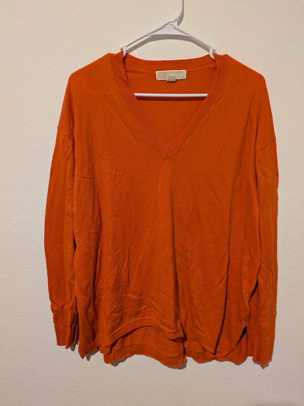 Michael Kors Women's V-Neck Sweater - Orange Size L